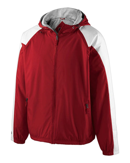 Holloway Youth Homefield Hooded Jacket 229211 #color_Scarlet/ White