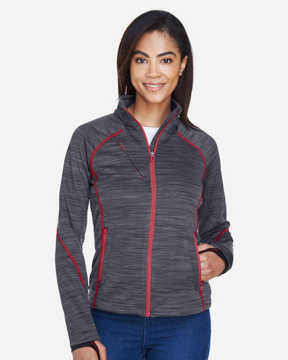 North End Women's Flux Mélange Bonded Fleece Jacket 78697 #colormdl_Carbon/ Olympic Red