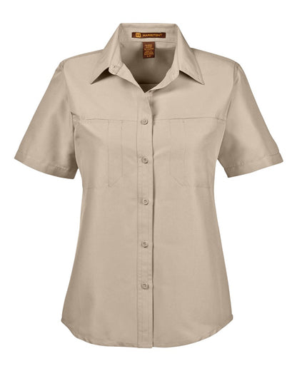 Harriton Women's Key West Short Sleeve Performance Staff Shirt M580W #color_Khaki