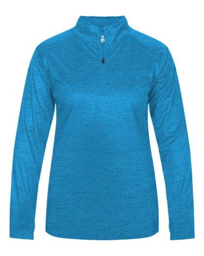 Badger Women’s Tonal Blend Quarter-Zip Pullover 4173 #color_Electric Blue Tonal Blend