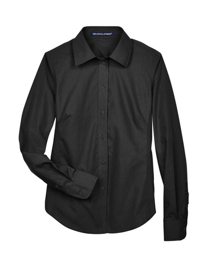 Devon & Jones Women's Crown Collection® Broadcloth Woven Dress Shirt D620W #color_Black
