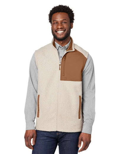 North End Men's Aura Sweater Fleece Vest NE714 #colormdl_Oatmeal Heather/ Teak