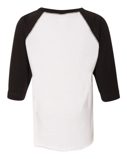 Rabbit Skins Toddler Baseball Fine Jersey Three-Quarter Sleeve Tee 3330 #color_White Solid/ Black