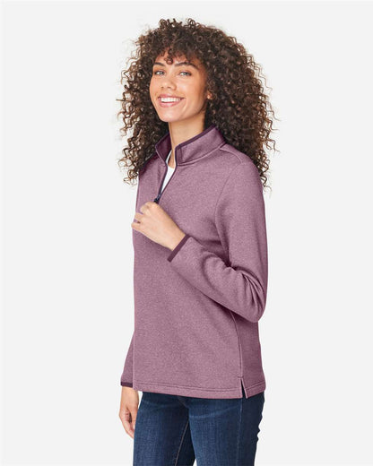 CORE365 Women's Venture Heathered Stripe Quarter-Zip Pullover CE73W #colormdl_Burgundy/ White