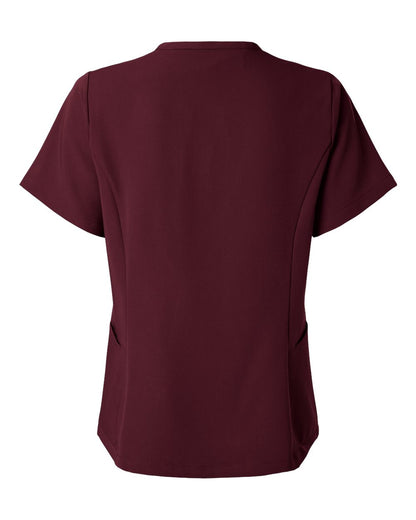 Jaanuu Women's Calix Fit & Flare Scrub V-Neck Top W10003 #color_Burgundy