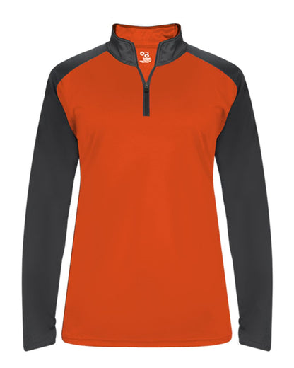 Badger Ultimate SoftLock™ Women's Sport Quarter-Zip Pullover 4008 #color_Burnt Orange/ Graphite