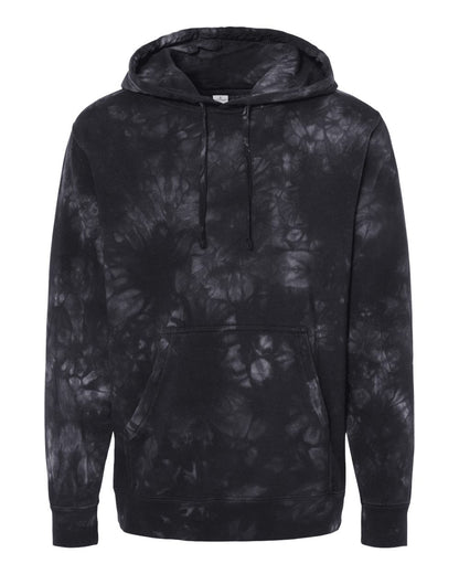 Independent Trading Co. Midweight Tie-Dyed Hooded Sweatshirt PRM4500TD #color_Tie Dye Black