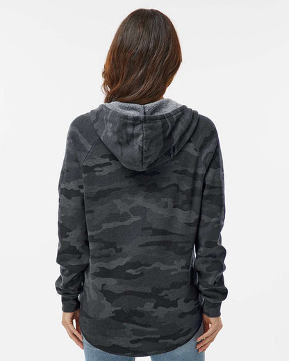 Independent Trading Co. Women’s Lightweight California Wave Wash Hooded Sweatshirt PRM2500 #colormdl_Black Camo Heather