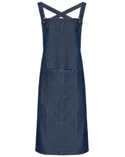 Artisan Collection by Reprime Cross Back Barista Bib Apron RP129 #color_Indigo Denim