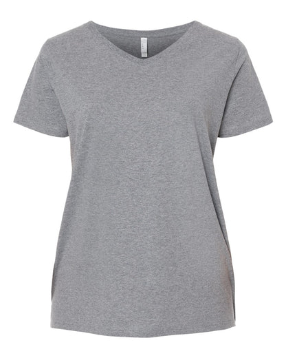 LAT Women's Curvy Collection Fine Jersey V-Neck Tee 3817 #color_Granite Heather