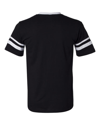 Augusta Sportswear V-Neck Jersey with Striped Sleeves 360 #color_Black/ White