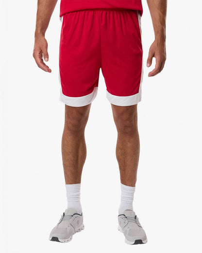 Augusta Sportswear Unisex Match-Up Basketball Shorts 6889 #colormdl_Scarlet/ White