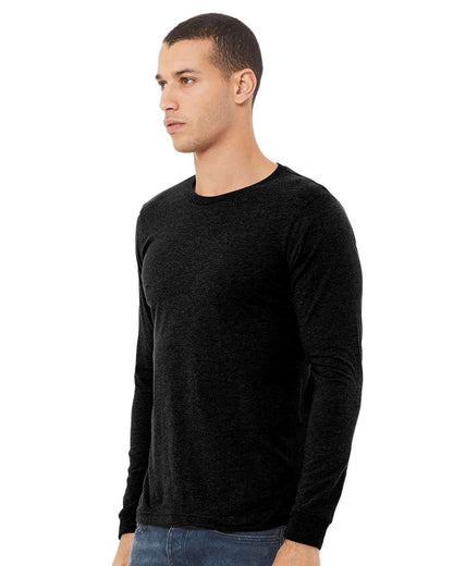 BELLA + CANVAS Heather CVC Long Sleeve Tee 3501CVC #colormdl_Solid Black Blend