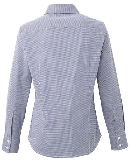 Artisan Collection by Reprime Women's Microcheck Gingham Cotton Shirt RP320 #color_Navy/ White