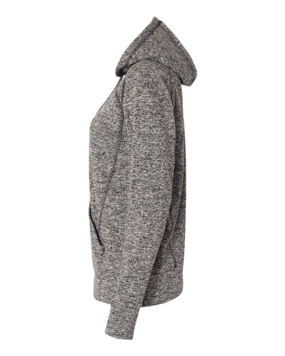J. America Women’s Cosmic Fleece Hooded Sweatshirt 8616 #color_Charcoal Fleck/ Black
