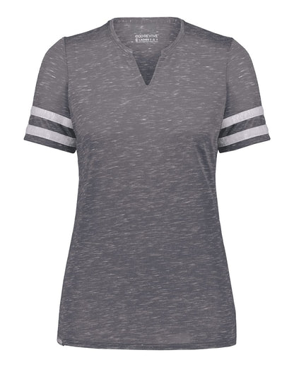 Holloway Women's Eco Revive™ Monterey V-Neck T-Shirt 223245 #color_Carbon Heather/ Athletic Heather