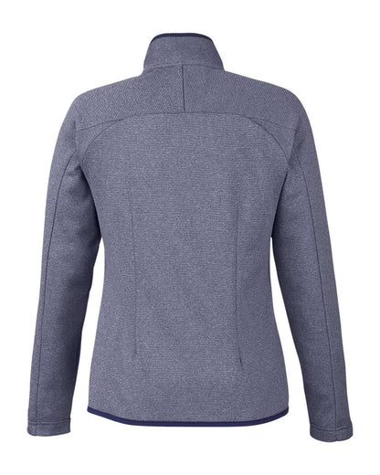 CORE365 Women's Venture Heathered Stripe Full-Zip CE72W #color_Classic Navy/ White