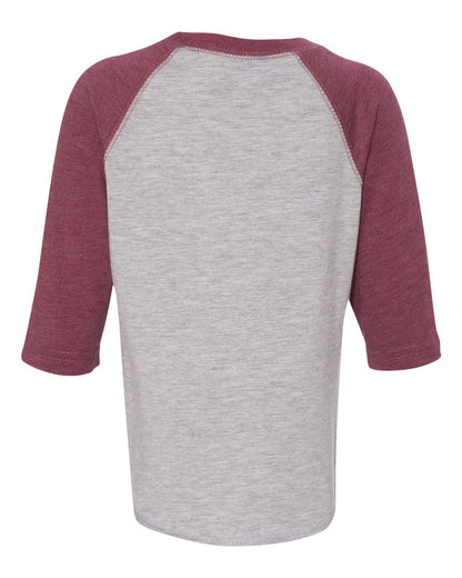 Rabbit Skins Toddler Baseball Fine Jersey Three-Quarter Sleeve Tee 3330 #color_Vintage Heather/ Vintage Burgundy