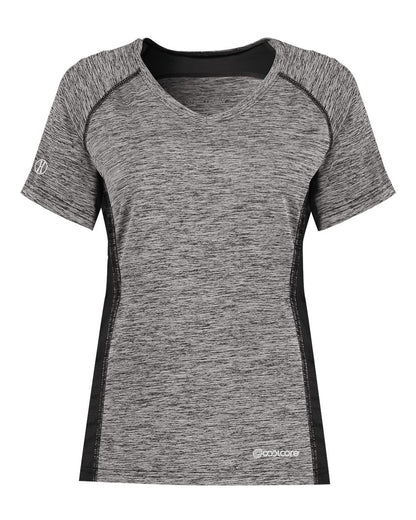Holloway Women's Electrify CoolCore® V-Neck T-Shirt 222771 #color_Black Heather