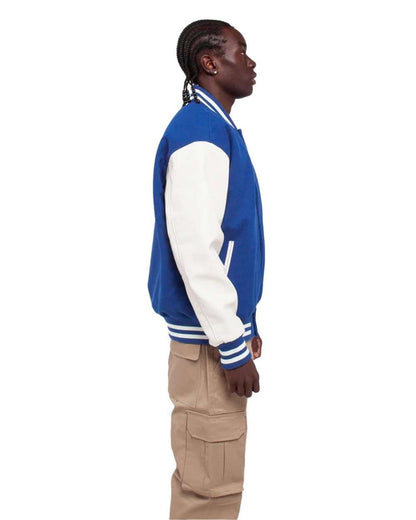 Shaka Wear Men's Letterman Jacket SHLLJ #colormdl_Royal/ White