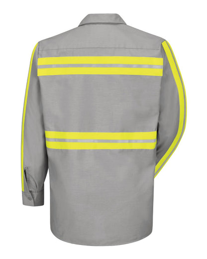 Red Kap Men's Industrial Enhanced-Visibility Long Sleeve Work Shirt SP14E #color_Light Grey