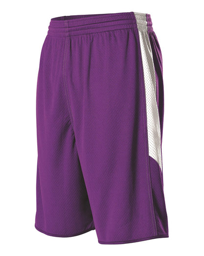 Alleson Athletic Single Ply Reversible Basketball Shorts 589PSP #color_Purple/ White