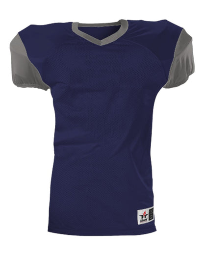 Alleson Athletic Youth Pro Game Football Jersey 751Y #color_Navy/ Silver