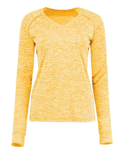 Holloway Women's Electrify CoolCore® Long Sleeve V-Neck T-Shirt 222770 #color_Gold Heather
