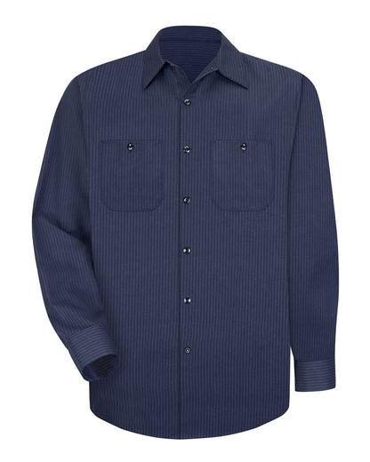 Red Kap Men's Industrial Long Sleeve Work Shirt SP14 #color_NL-Navy/ Light Blue