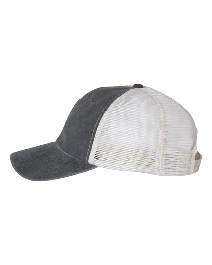 Valucap Pigment-Dyed Trucker Cap SP510 #color_Black/ Stone