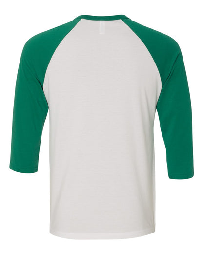 BELLA + CANVAS Three-Quarter Sleeve Baseball Tee 3200 #color_White/ Kelly