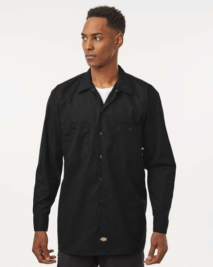 Dickies Men's Tall Industrial Long Sleeve Work Shirt L535T #colormdl_Black