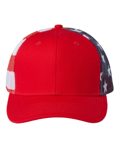 Kati Printed Mesh Trucker Cap S700M #color_Red/ USA Flag