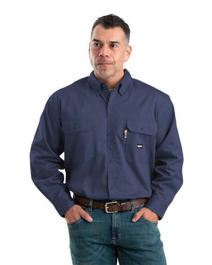 Berne Apparel Men's Flame-Resistant Button-Down Work Shirt FRSH10 #colormdl_Navy