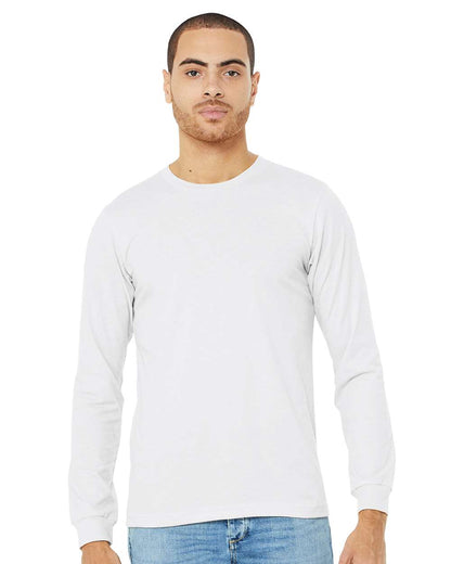 BELLA + CANVAS Heather CVC Long Sleeve Tee 3501CVC #colormdl_Solid White Blend