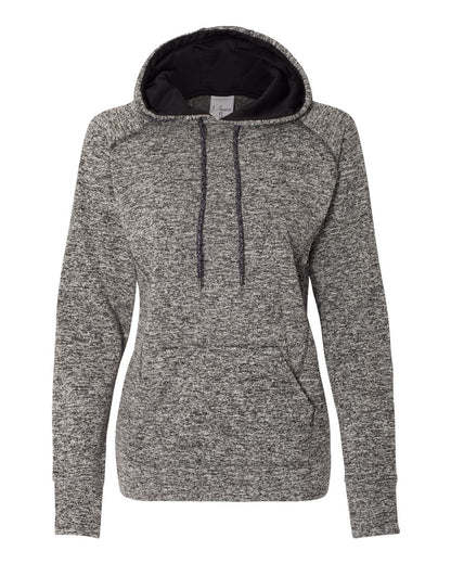 J. America Women’s Cosmic Fleece Hooded Sweatshirt 8616 #color_Charcoal Fleck/ Black