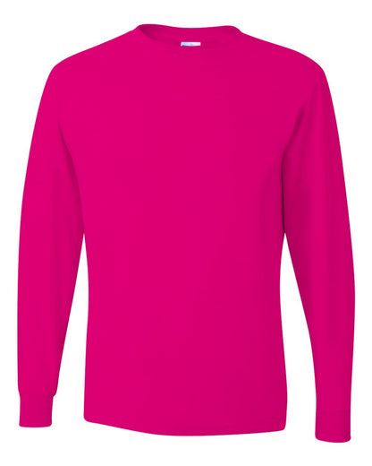 JERZEES Men's Dri-Power® Long Sleeve 50/50 T-Shirt 29LSR #color_Cyber Pink