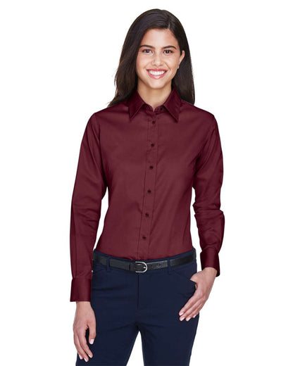 Harriton Women's Easy Blend™ Long Sleeve Twill Dress Shirt with Stain-Release M500W #colormdl_Wine