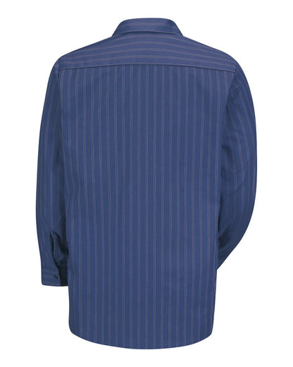 Red Kap Men's Premium Long Sleeve Work Shirt SP10 #color_IC-Blue/ Brown/ white