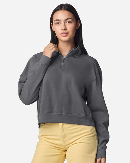 Comfort Colors Women's Garment-Dyed Mid-Length Quarter-Zip Sweatshirt 1580L #colormdl_Pepper