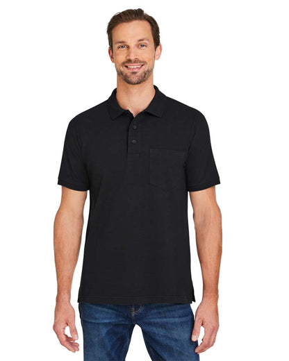 Harriton Men's Valiant Cotton Snag Protect Pocket Polo M205P #colormdl_Black