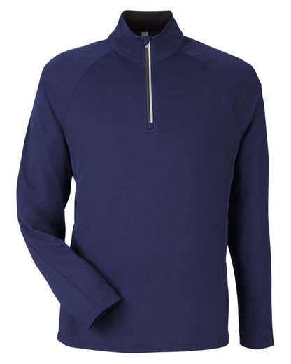 CORE365 Men's Origin Performance Pique Quarter-Zip Pullover CE418 #color_Classic Navy Heather/ Carbon