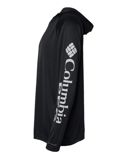 Columbia Unisex PFG Terminal Tackle™ Hooded Long Sleeve T-Shirt 212482 #color_Black/ Cool Grey