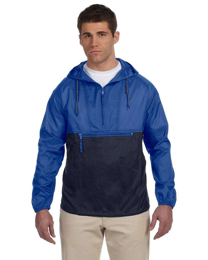 Harriton Unisex Packable Hooded Nylon Jacket M750 #colormdl_Royal/ Navy