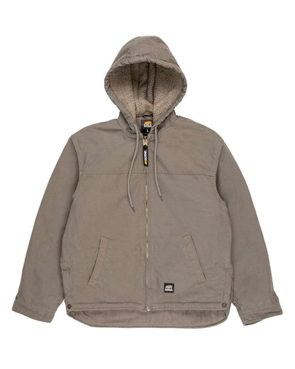 Berne Apparel Men's Heartland Washed Duck Hooded Work Coat HJ626 #color_Greystone