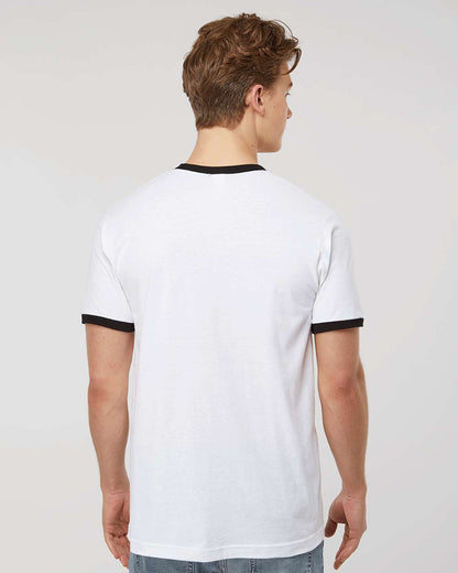 Tultex Fine Jersey Ringer T-Shirt 246 #colormdl_White/ Black