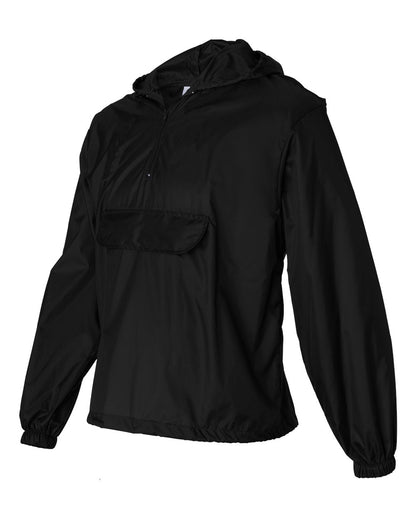 Augusta Sportswear Packable Half-Zip Hooded Pullover Jacket 3130 #color_Black