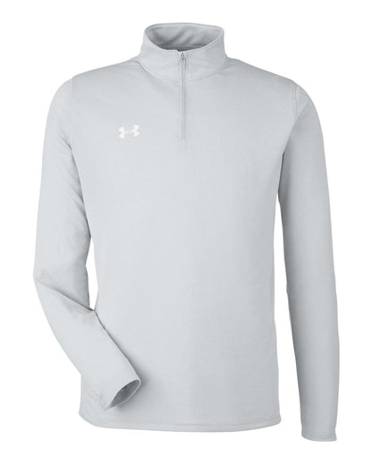 Under Armour Men's Team Tech™ Quarter-Zip Pullover 1376844 #color_Mod Grey Light Heather/ White