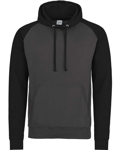AWDis Unisex Baseball Hooded Sweatshirt JHA009 #color_Charcoal