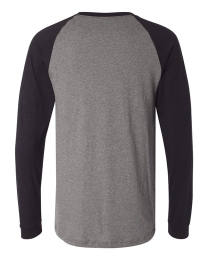 BELLA + CANVAS Men's Long Sleeve Jersey Baseball Tee 3000 #color_Deep Heather/ Black